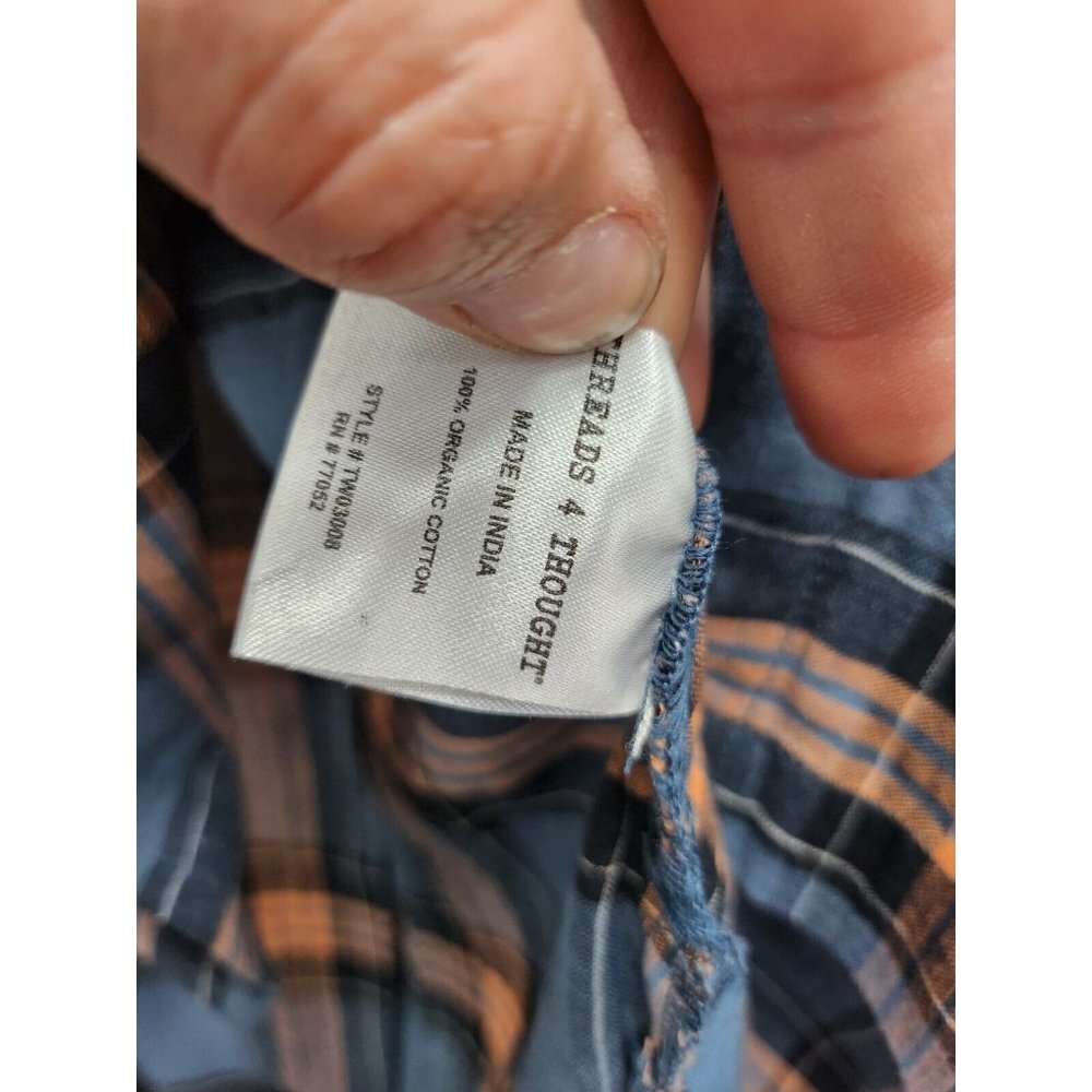Threads 4 Thought Womens Shirt Size Medium Blue Plaid Organic Cotton Hi-Low NWT - Picture 8 of 10